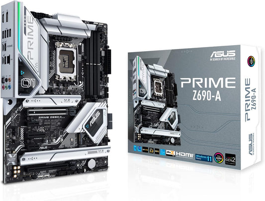 ASUS Prime Z690-A LGA 1700(Intel 12th) ATX Motherboard (16+1 DrMOS,PCIe 5.0,DDR5,4X M.2, Intel 2.5 Gb LAN,USB 3.2 Gen 2 Front Panel Type-C,Thunderbolt™ 4,Aura Sync RGB Lighting)