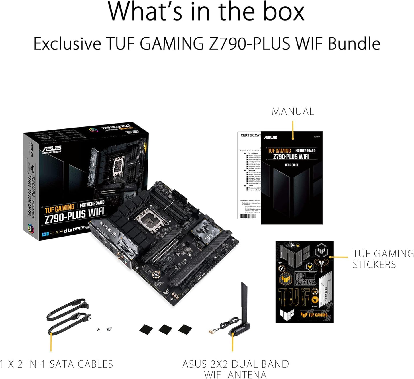 ASUS TUF Gaming Z790-Plus WiFi LGA 1700(Intel 14th,12th &13th Gen) ATX Gaming Motherboard(PCIe 5.0,DDR5,4xM.2 Slots,16+1 DrMOS,WiFi 6,2.5Gb LAN,Front USB 3.2 Gen 2 Type-C,Thunderbolt 4(USB4),Aura RGB)
