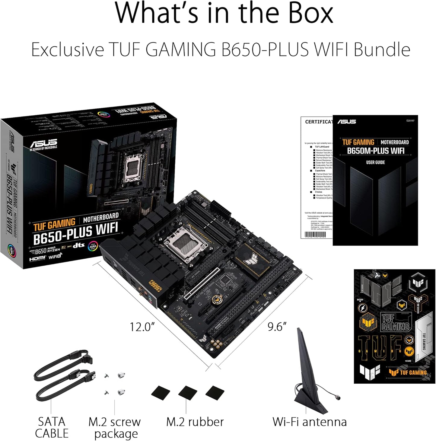 ASUS TUF GAMING B650-PLUS WIFI AMD B650 AM5 Ryzen™ Desktop 9000 8000 and 7000 ATX motherboard, 14 power stages, PCIe® 5.0 M.2 , DDR5 memory, WiFi 6 and 2.5 Gb Ethernet, USB4® support Aura Sync