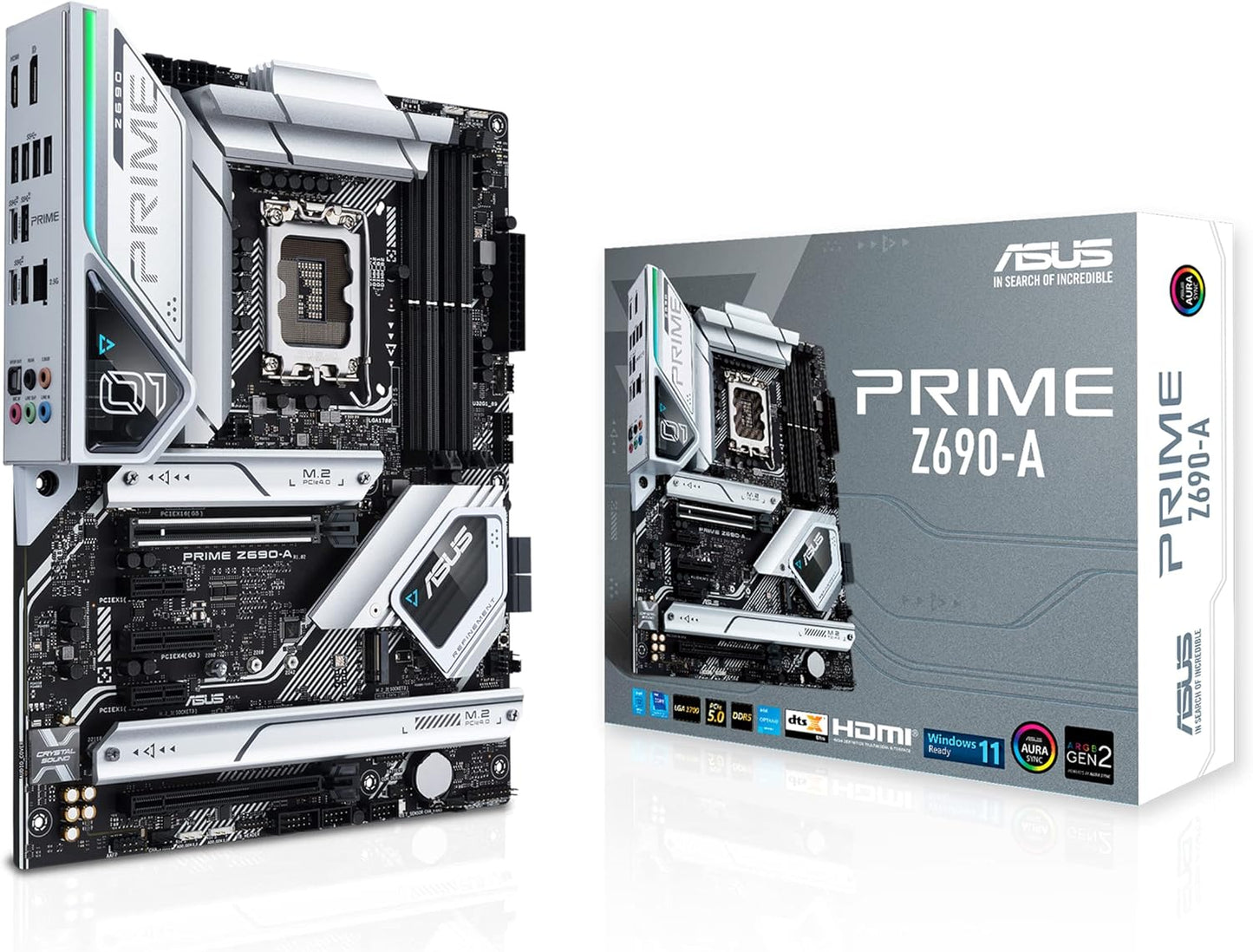ASUS Prime Z690-A LGA 1700(Intel 12th) ATX Motherboard (16+1 DrMOS,PCIe 5.0,DDR5,4X M.2, Intel 2.5 Gb LAN,USB 3.2 Gen 2 Front Panel Type-C,Thunderbolt™ 4,Aura Sync RGB Lighting)